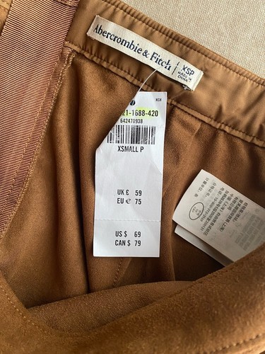 Abercrombie & Fitch Skirt Women Size XSP Suede Brown NEW - Picture 9 of 10