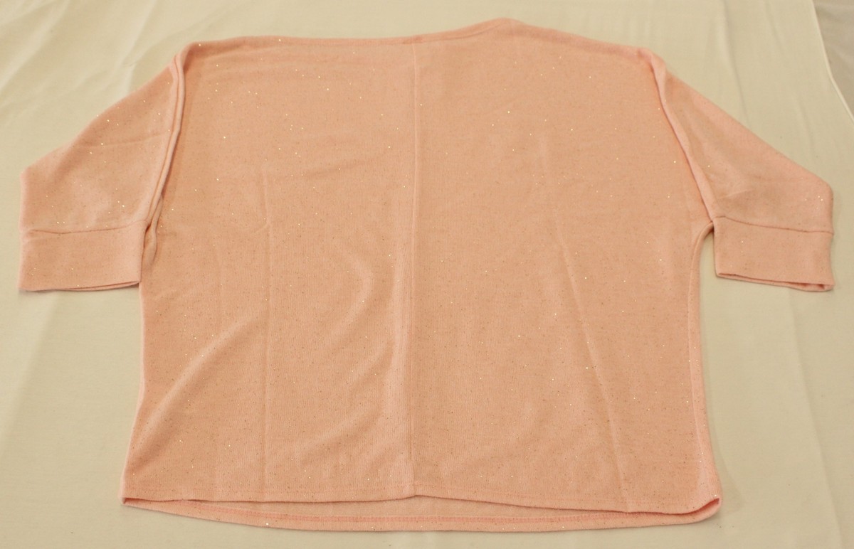 Honeyme Women's Off Shoulder With Glitter Detail Knit Top DD7 Pink