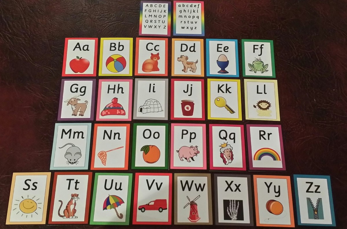 タレントカード 12/1 abc A- Z Alphabet Flash Cards lower case + capitals - Picture +