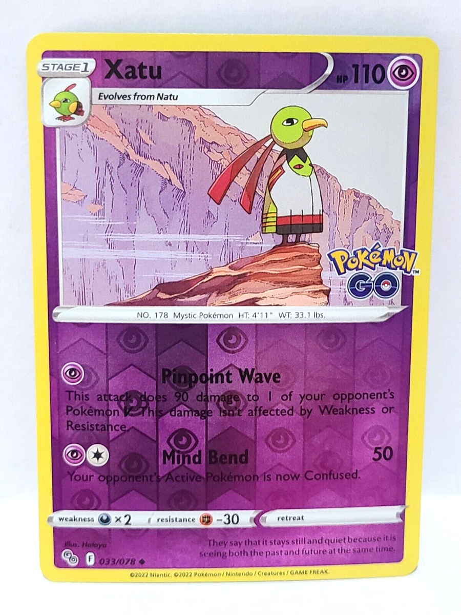 Pokemon TCG Xatu 033/078 Pokmon GO Reverse Holo Rare Near Mint/Mint
