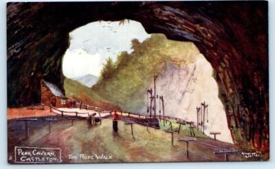 CASTLETON, United Kingdom~ Rope Walk PEAK CAVERN 1910s Tuck Oilette Postcard