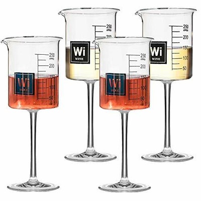 Drink Periodically Set Of 4 Lab Beaker Wine Glasses With Periodic Table Element Ebay