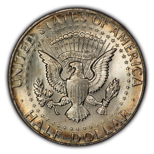 1964 50c Kennedy Half Dollar - Rainbow Rim Toning - Frosty BU - SKU-H2570