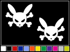 (2) RABBIT SKULL & BONES Decals Sticker Vinyl VW Golf Drift Stance
