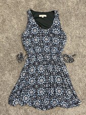 Loft Floral Dress Women’s Small Flare Tie Waist Lined Scoop Neck Sleeveless