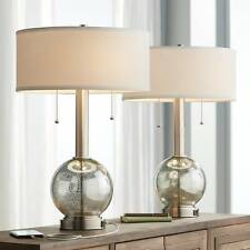 Brushed Nickel Rectangle Table Lamp, Possini Euro Design Brushed Nickel Rectangle Table Lamp