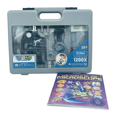 AMSCOPE KIDS 52 Pc Microscope 120x-1200x Starter Kit + World Of Microscope Book