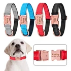 Mediun Large Durable Nylon Dog Collar Personalized Engraved Name Boy Girl Blue