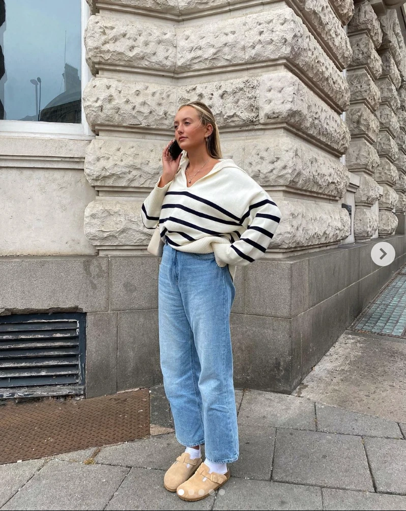 blue knit sweater