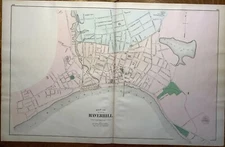 1884 Original Map Haverhill Middleton Mass MA Old Essex Merrimac River Vintage