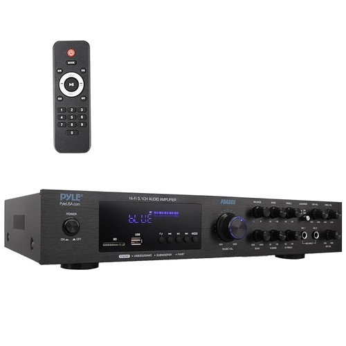Pyle PDA8BU 5.1 Channel Home Audio Bluetooth Receiver, 2x 4" 200W Speakers, Wire - Picture 8 of 9