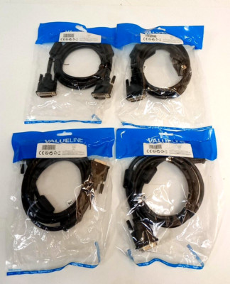 4x ValueLine VLCP32000B20 2m DVI Kabel cable 24+1-poliger Stecker Monitorkabel