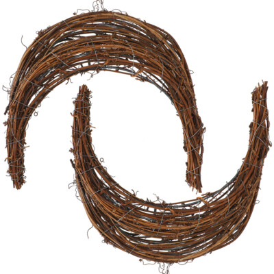 2 Pcs Half Moon Wreath Form Small Grapevine Wreaths Shaped Rattan Garland
