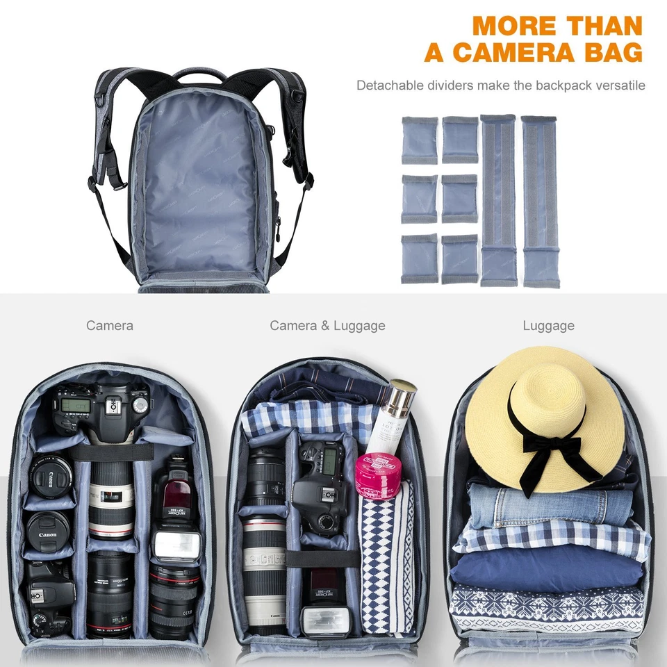 K&F Concept Large Camera Lens Backpack Bag Case for Canon Nikon Sony DSLR SLR US - Image 3 of 4