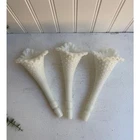 Vintage Fenton 3 PC Diamond Lace Hobnail White Milk Glass Epergne Horns 8.5”