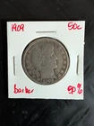 1909 Barber Half Dollar 90% Silver 50c Coin Circulated