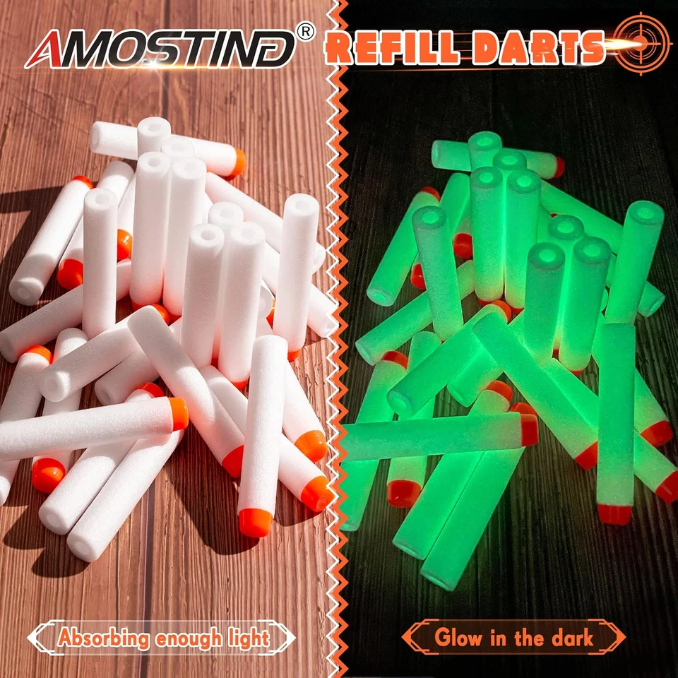 100PCS Refill Darts for Nerf N Strike Elite 2.0 Series Glow in the Dark Bullets  - Image 2 of 4