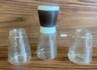Vtg Federal Housewares Nut & Spice Grinder Brown & 2 EXTRA GLASS JARS Lot Lid