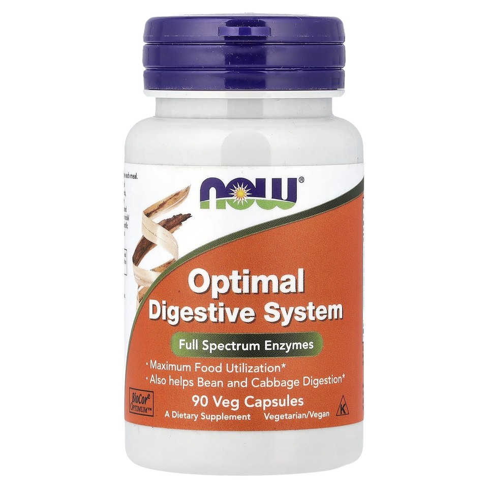 Now Foods Optimal Digestive System 90 Veg Capsules GMP Quality Assured, Vegan,