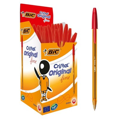 BIC Cristal Fine Ballpoint Pens - Red - Large Box of 50 Fine Point (0.8 mm) Long