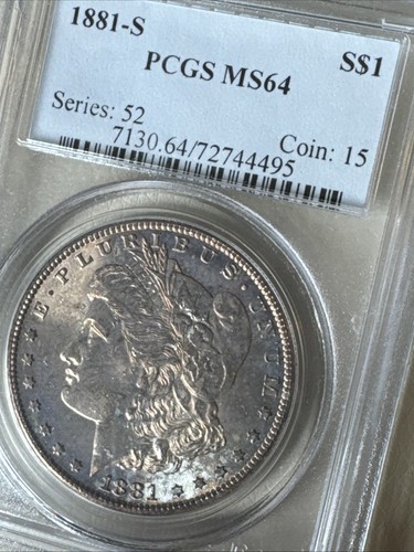 1881-S MS-64 GORGEOUS BETTER DATE MORGAN SILVER DOLLAR - NGC Beautiful Tarnish - Picture 8 of 11