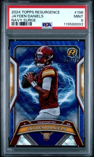 2024 TOPPS RESURGENCE NAVY SURGE #196 JAYDEN DANIELS ROOKIE RC 152/275 PSA 9