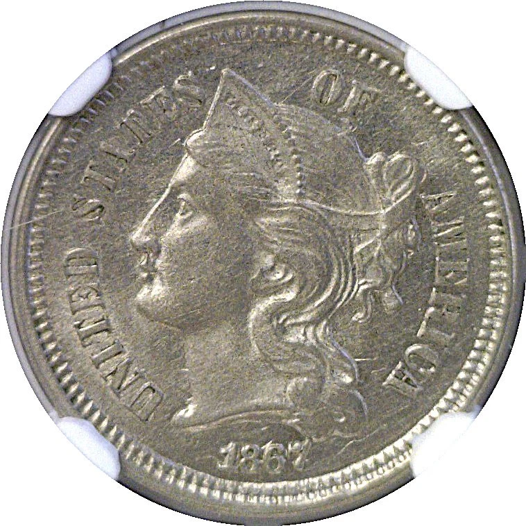 1867 3C Nickel Three Cent NGC MS-63 - Image 2 of 3