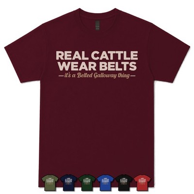 REAL CATTLE WEAR BELTS BELTED GALLOWAY BREEDER T-SHIRT beef
