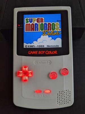 White Gameboy Color GBC OLED screen & color changing LED Buttons 