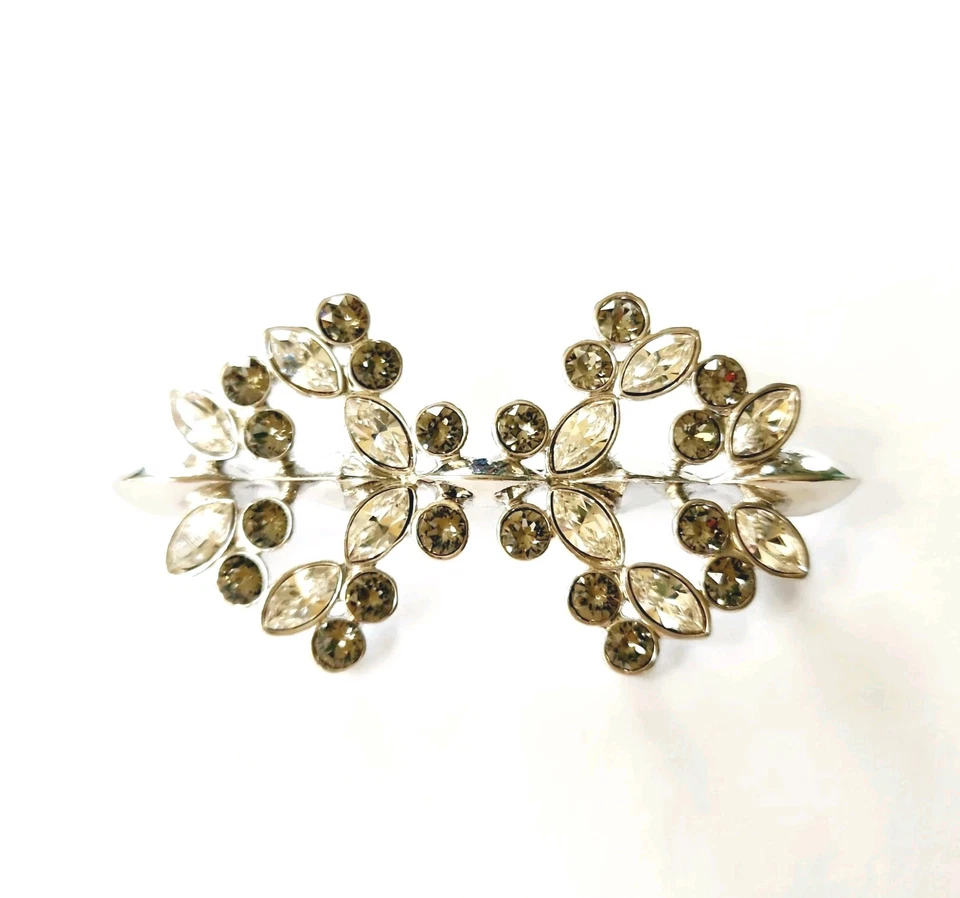 Broche Modernista Givenchy Barra Gris Transparente AB Cristal Ráfaga Chapado en Esterlina Raro Foto 2 de 4