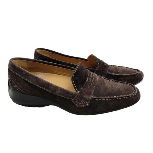 TOD’S Mocassini slip on donna Tod's taglia 5 5 in camoscio marrone cuciture a contrasto