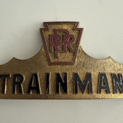 Vintage raro PRR Pennsylvania Railroad Trainman cappello distintivo ferrovia - Foto 2 di 8
