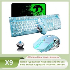 Wired Gaming Mechanical Keyboard and Mouse Combo White LED Backlit 2400 DPI