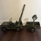 Vintage 1965 GI Joe Hasbro 7000 Jeep Combat Set With Trailer Gun Searchlight