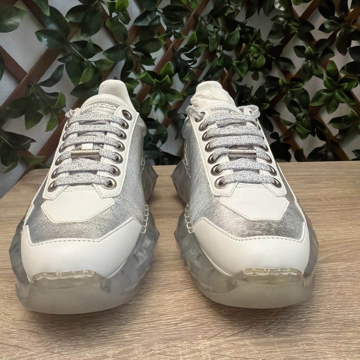 Jimmy Choo Diamond Metallic Chunky Silver/white Women