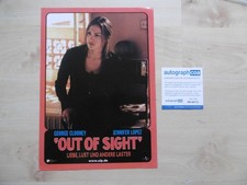 Jennifer Lopez Autogramm signed A4 Lobbycard "Out Of Sight" ACOA