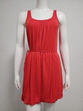 Velvet orange sleeveless mini shirt dress M
