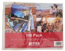 Premium Glossy White Photo Paper 4"x6" 200gsm 100 Packs