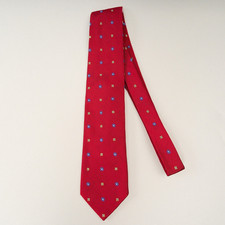 Hickey Freeman Silk Tie Mens Red Geometric Fl...