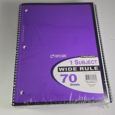 Top Flight 1 Subject Wide Rule Notebook 70 Sheets Purple Spiral Bound Pack of 12