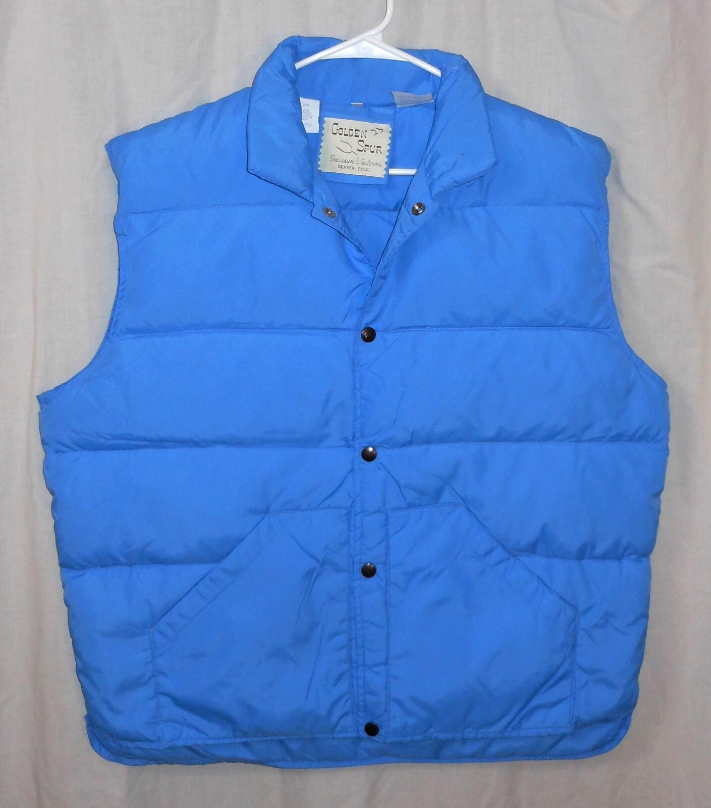 Vintage Down Vest Puffy Puffer Golden Spur Camping Hiking Ski Men's XL