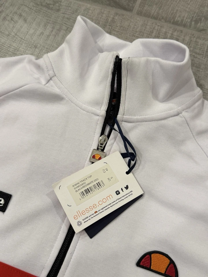 Chaqueta de chándal retro Ellesse Rimini para hombre negra/roja/blanca talla pequeña Foto 4 de 4