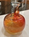 Vtg Retro Tangerine Orange Hand Blown Art Glass Vase MCM Blenko Style Signed