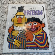 Vintage 1976 PLAYSKOOL Sesame Street Bert Ernie We're Friends Wood Puzzle