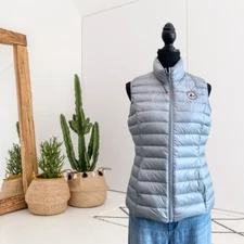Just Over The Top Women's L Sleeveless Goose Down Lightweight Puffer Vest Gray