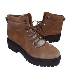 Marc Fisher Womens Nairy Lt Brown Suede Lace Up Hiking Ankle Boot Size 9M NEW