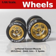 Gassermuscle Car - Lettered Gold Rim - 10mm12mm For Hot Wheels