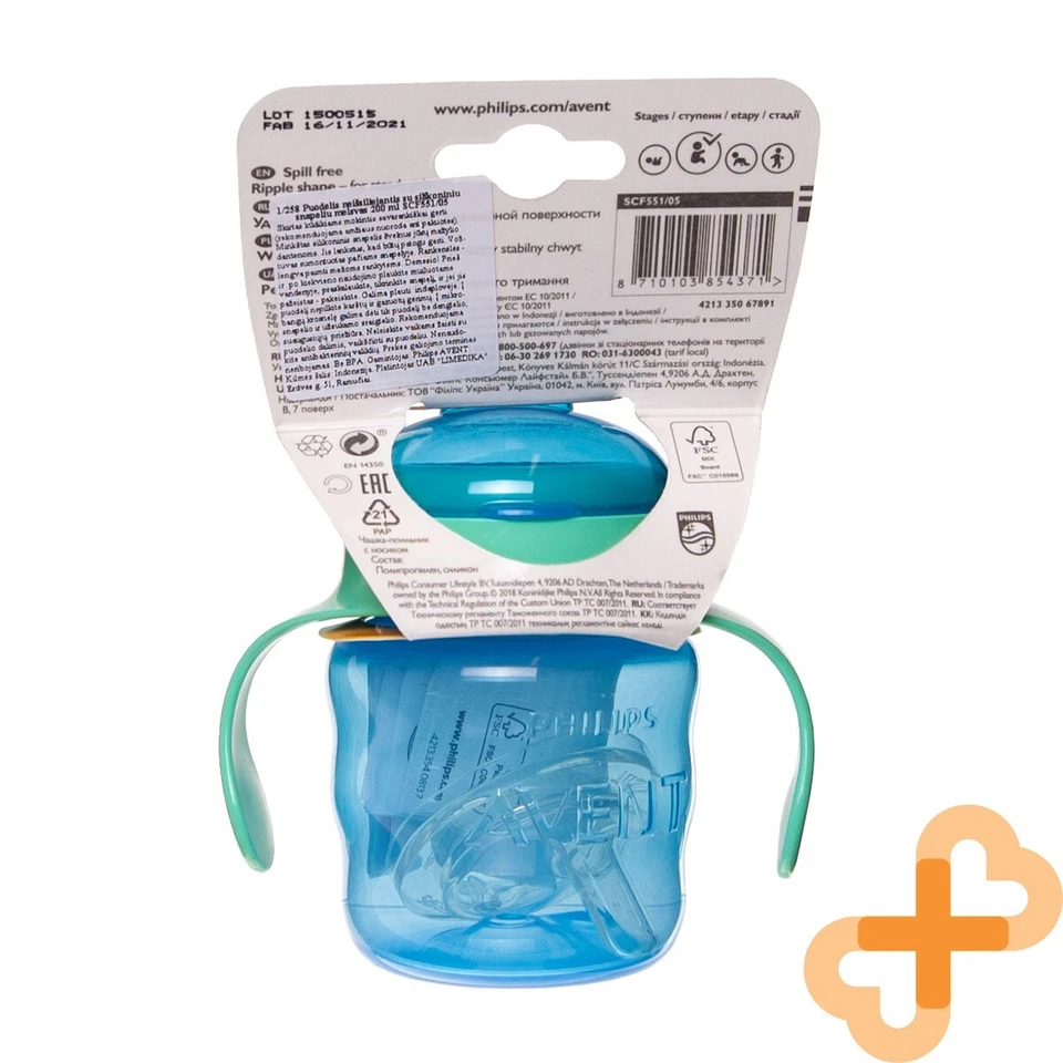 PHILIPS AVENT Auslaufsichere Tasse Mit Silikon Schnabel Und Henkel Blau 200 ml - Bild 2 von 4