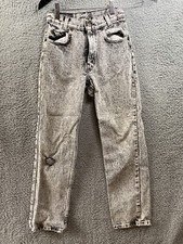 VTG Levi 501 Kids Acid Wash Black Jeans size 14, 25x27 1/2 red tab
