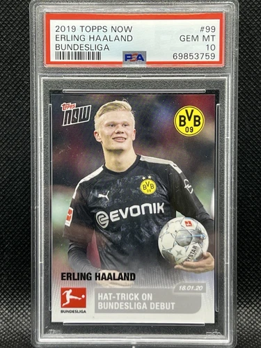 2019-20 Topps Now Bundesliga #99 Erling Haaland Hat Trick On Debut Rookie PSA 10